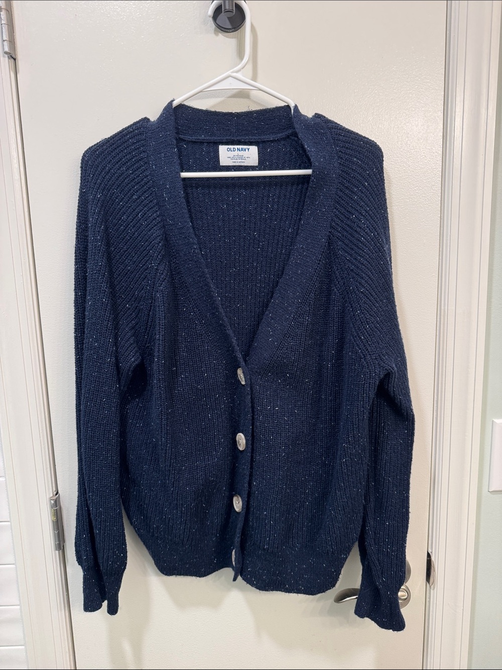 Old Navy Navy Speckled Button-Front Cardigan